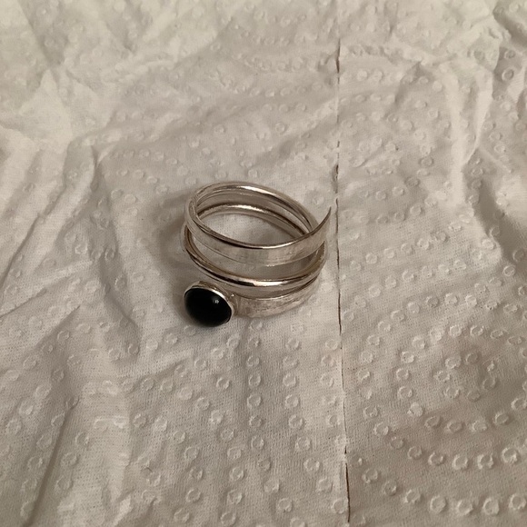 Dominique Dinouart DDD 925 Silver Black Ónix Inlay Cuff Bangle + Ring 8.5 Set - Picture 13 of 15